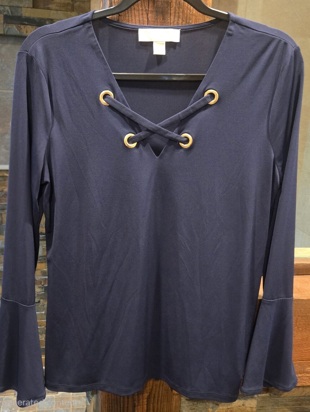 Michael Kors Navy long sleeve top. V-neck. Bell sleeves. Size Medium. EUC!